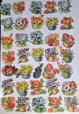 Auswahl Original Vintage Papierreste - Blumenvasen x 35