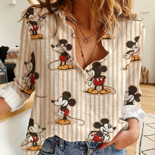 Mickey Classic 1928 Retro Womens CasualShirt Disney Women Blouses Shirt Magic