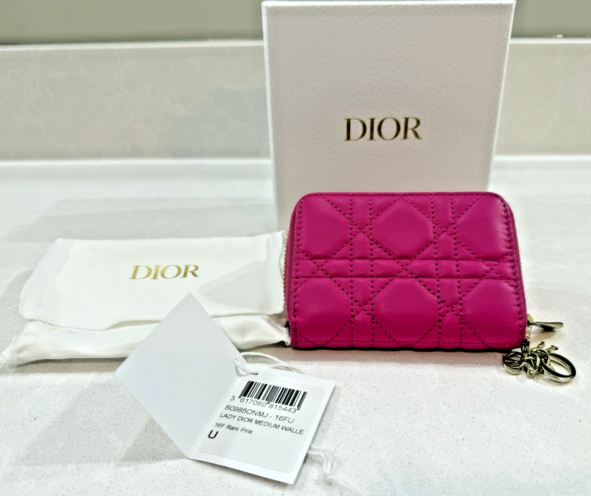 Dior Small Lady Dior Voyageur Coin Purse Rani Pink Cannage