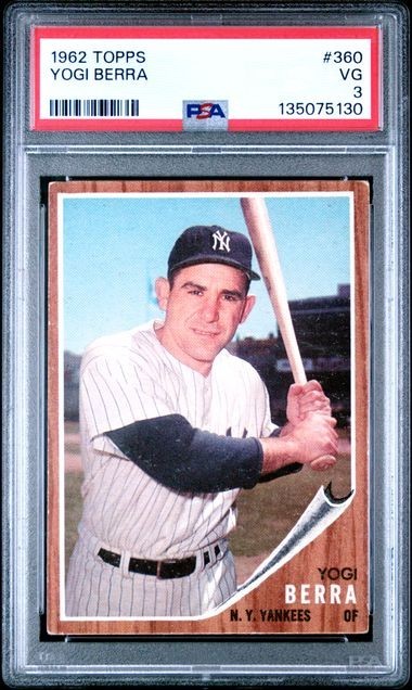 1962 Topps Yogi Berra #360 New York Yankees Graded PSA 3 VG