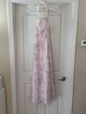 Vintage Y2K Zum Zum by Niki Livas Size 0 Pink Glitter Halter Prom Maxi Dress