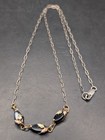 🔥 10K BLACK HILLS GOLD Onyx BAR PENDANT STERLING SILVER CHAIN NECKLACE SIGNED — photo 1