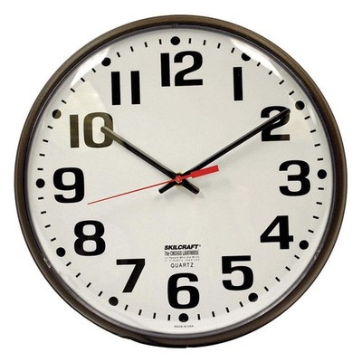 ABILITY ONE 6645-00-530-3342 Analog Clock,Polymer,12 3/4'' Diameter 5LG30