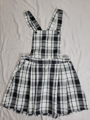 Rue 21 Black White Checkered Skirtall Overall Dress with Pockets Size Large
