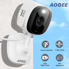 AOQEE 2K Out/Indoor WiFi Security Camera System Smart Home Color Night Vision