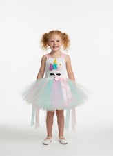 Pastel Rainbow Unicorn Tutu Dress  Birthday Party Dress Size Fits 4-5 Yrs Old