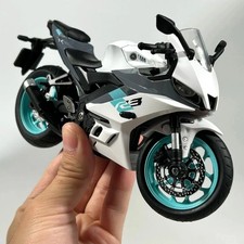 1:12 Yamaha YZF-R3 Diecast Motorcycle Model Black/White Toy Racing Bike w/Light