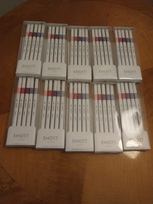 10 pks. Uni Emott Ever Fine Water-Based Pen Set No. 7 Floral Pastel Colors New