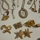 Vintage Costume Jewelry Lot Gold Tone Earrings Brooches Necklaces  Mixed 50+ pcs