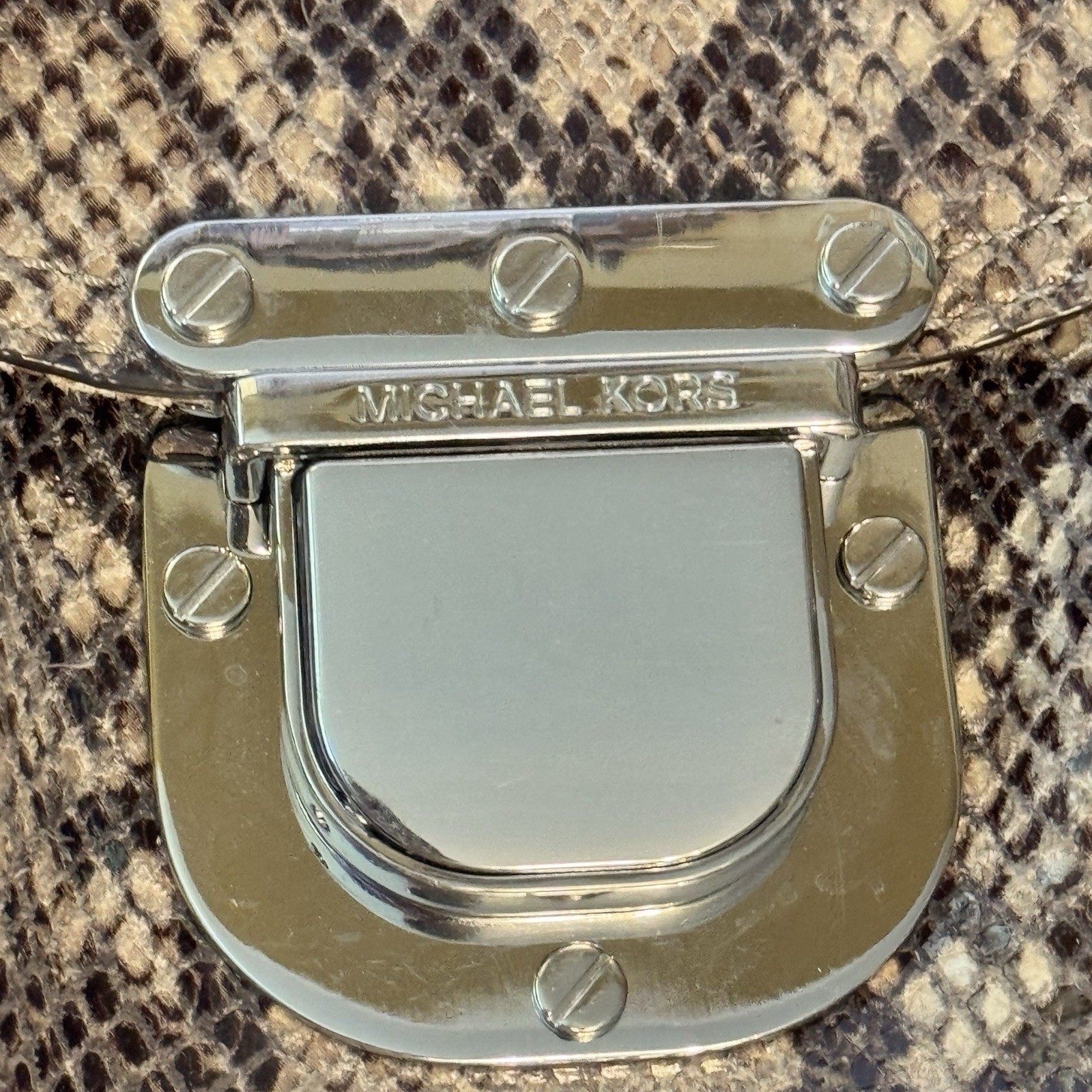 Michael Kors Python Embossed Leather Satchel Tan … - image 2