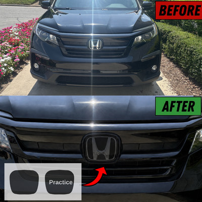 FOR 2019-2022 HONDA PILOT FRONT EMBLEM SMOKE TINT PRECUT OVERLAY TINT VYNIL