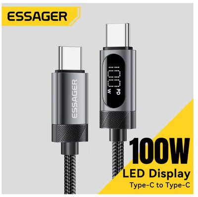 Essager Digital Dispaly USB C Cable For iPhone 17 16 15 Xiaomi Huawei 100W