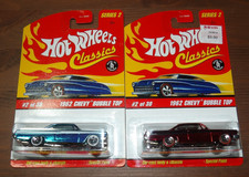 2x - 2006 Hot Wheels Classics Series 2 - 1962 Chevy Bubble Top - Blue Red