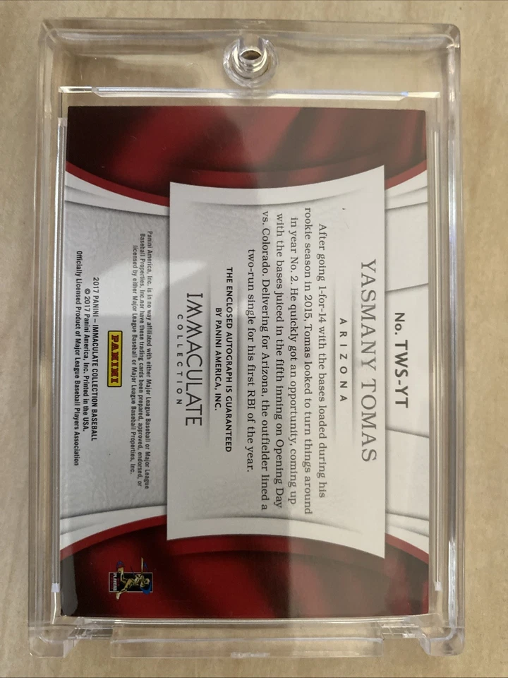1/1 2017 Yasmany Tomas Panini Immaculate Collection AU,MEM — 第 2/3 张图片