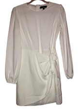Lulu's White Long Sleeve Mini Dress Women's Small Side Tie