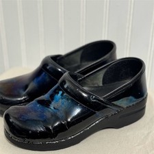 Dansko Professional Clogs EU 38 7.5-8 Black Petrol Patent Iridescent Work Shoe