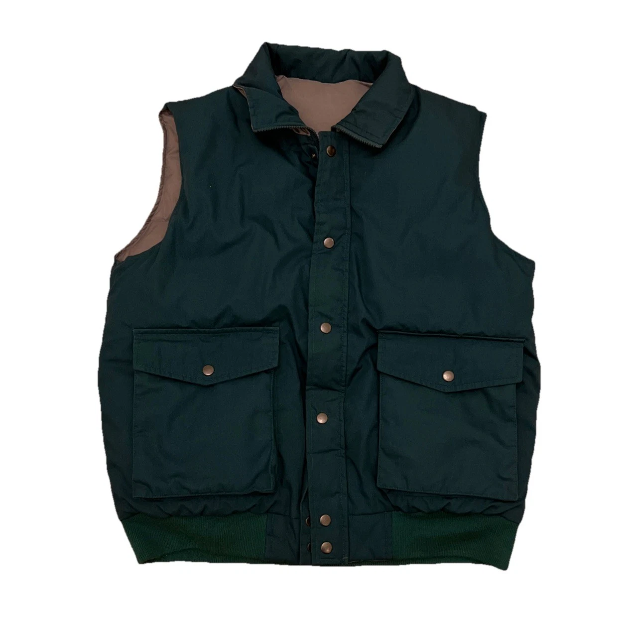 Vintage 80’s Outdoor Exchange Down Puffer Vest Large Reversible Green Gray EUC