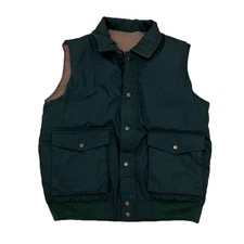 Vintage 80’s Outdoor Exchange Down Puffer Vest Large Reversible Green Gray EUC