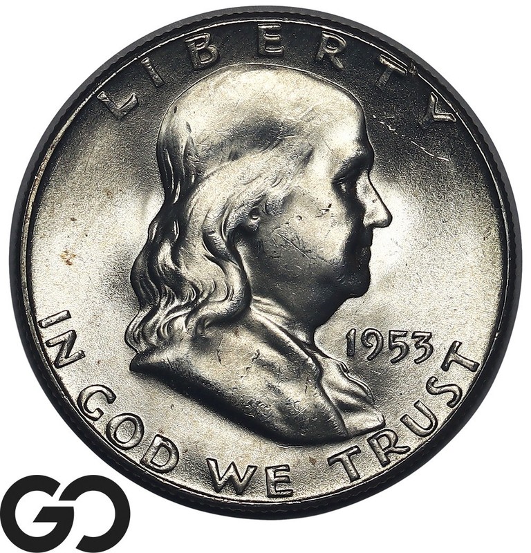 1953-S Franklin Half Dollar, Satin Luster Choice BU++