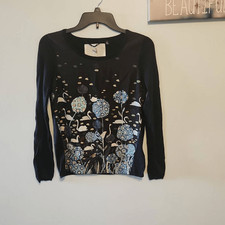 Anthropologie Knitted & Knotted Michelle Morin XS Flamingo Garden Floral Swan