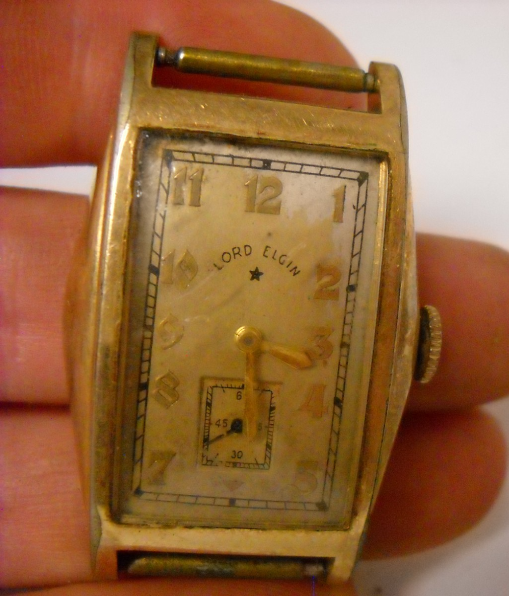 Vintage 1930's Lord Elgin Men's 10K Gold Filled 21 Jewels Wind Up Watch NO Band