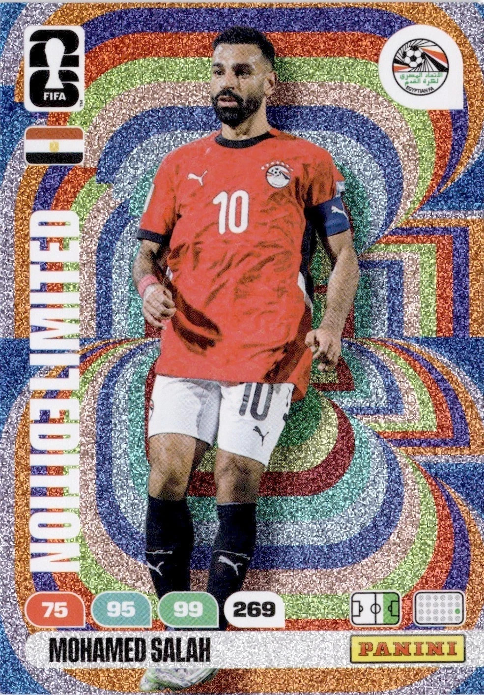 Mohamed Salah Panini FIFA 365 2026 Limited Edition Rainbo Egypt Soccer Card