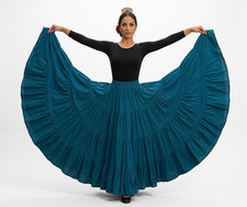 Women s Cotton 25 Yard 4 Tier Multi Color Gypsy Belly Dance Ruffle Skirt
