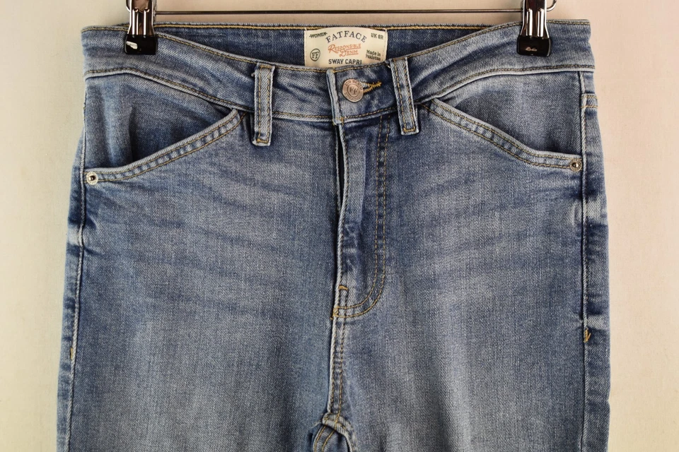 FAT FACE Blue Straight Jeans size Uk 8R Womens Sway Capri Casual Outdoors - Image 2 of 4