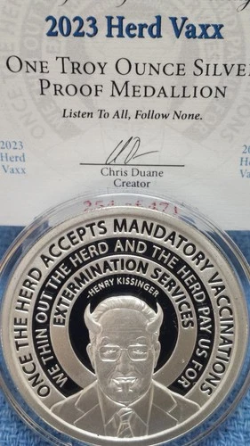 2023 Herd Vaxx 1 oz. SSG .999 Silver Proof Medallion World War MEme #54