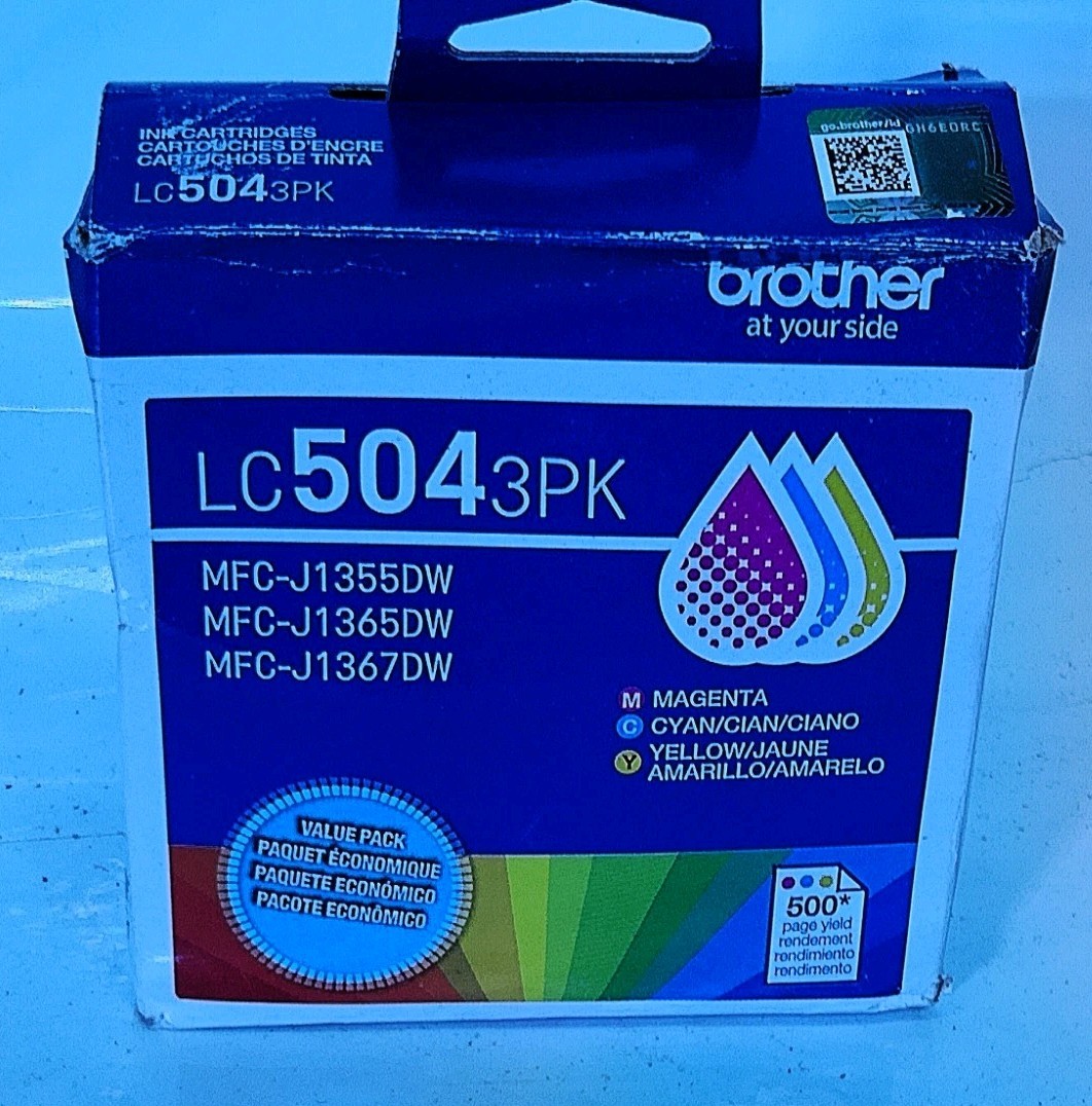 Brother Genuine LC504 3PK Color Ink Cartridge Value Pack Cyan Magenta Yellow NIB