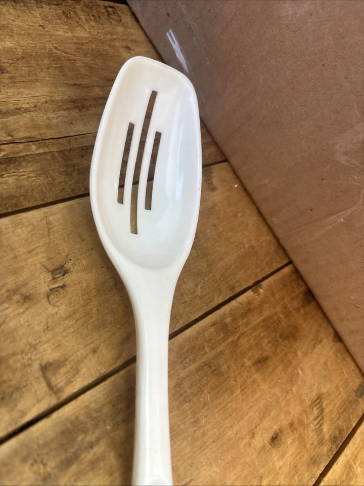 Foley Nylon Slotted Spoon Almond Beige Tan 11” Vintage Plastic - Image 2 of 4