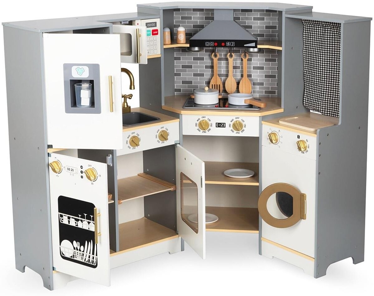 Cuisine enfant angle en bois Mamabrum XXL, cadeau idéal d'anniversaire interactif