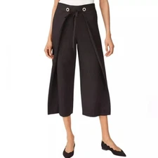 Club Monaco Janetta Wide Leg Wrap Front Hi Rise Crop Cutlottes Pants Black Sz. 2