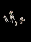 Vintage Lot 6 Hand-Blown Milk Glass/white Glass Millefiori Reindeer Murano MCM