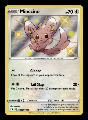 Minccino SV093/SV122 Shining Fates: Shiny Vault Shiny Holo Rare Pokemon TCG