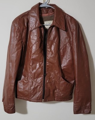 Vintage Van Cort Leather Men's Zip Up Jacket 1970's Amazing Condition Size 42 