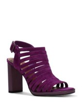 DONALD PLINER Womens Purple Sevanna Toe Block Heel Leather Slingback Sandal 7 M