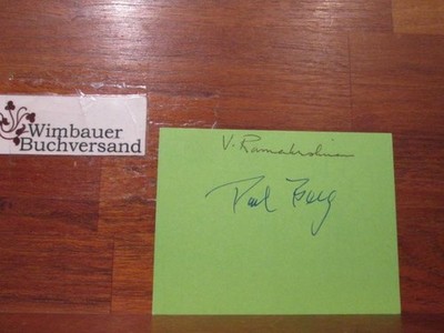 Autographed Card 2 Nobel Prize Winners: Paul Berg and Venkatraman ?Venki? Ramakr