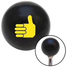 Yellow Thumbs Up Black Shift Knob w/ M16x1.5 Insert Shifter Auto Manual Custom