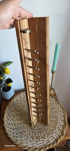 Antique MW Wood Brass Neckties & Belts Wall Mount Rack 24 Hooks Retro Rustic USA