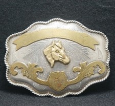 WE13118 AMAZING VINTAGE 1970s  HORSE HEAD  TROPHY STYLE WESTERN BELT BUCKLE