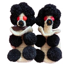 Poodle Crocheted Bottle Covers Set - Red Bug Eyes - Shorty Bottles Size 1960’s