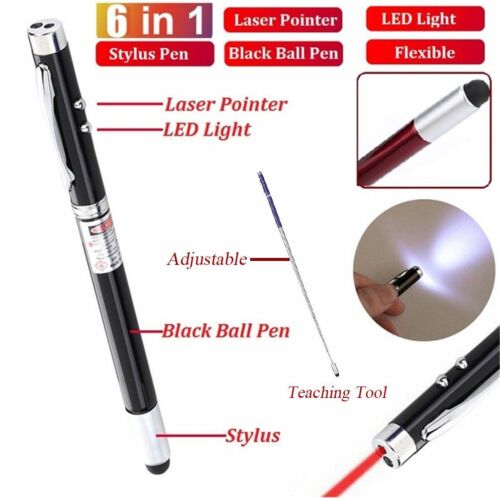 Powerful Laser Pointer 6-in-1 Stylus Pencil Writing Pen Remote RED Laser Pen - Picture 1 of 16