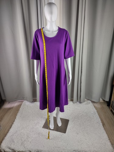 Abito midi Jessica London donna taglie forti casual manica corta viola taglia 18 - Foto 6 di 12
