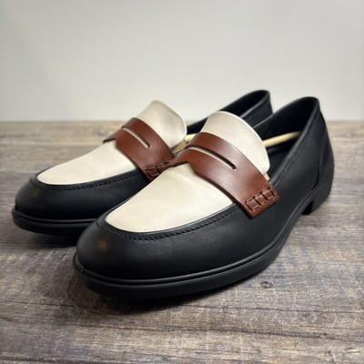 ECCO Women's Dress Classic 15 Loafer Black Limestone Cognac Size 7-7.5 (EU 38)