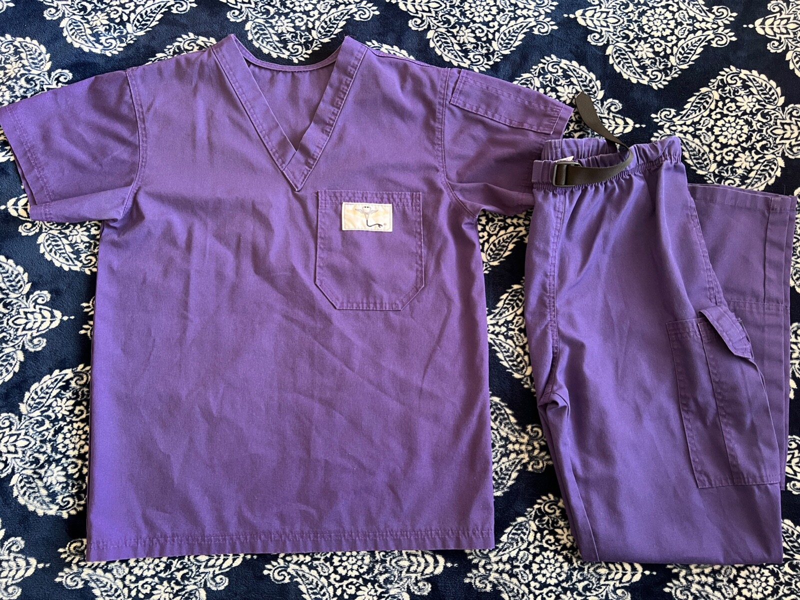 Aviator Scrub Purple Medical Hospital Scrubs Set (Top + Bottom) Size X