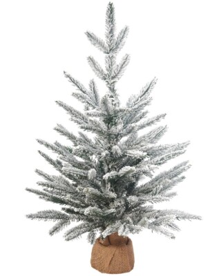 2 Fuß Weihnachtsbaum im Topf dekoriert Schnee beflockt hessischer Sockel Weihnachten Wohndeko