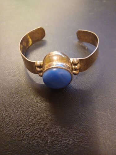 925 Sterling Silver Bracelet with Blue Stone - image 1