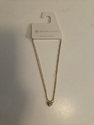 Kendra Scott Double Chain Necklace Filigree Heart Gold New