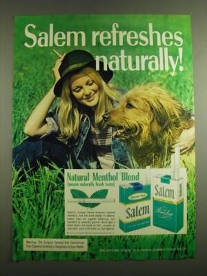 salem cigarettes uk 1972 Salem Cigarettes Advertisement - Salem refreshes naturally